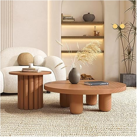 Table d'appoint Tables Basses Rondes d'entrée, Organisateur en Bois Japonais, Grande Table Basse for Magazines, Table d'art à Haute Brillance, décoration de la Maison Table Basse (Color : 50cm and 80