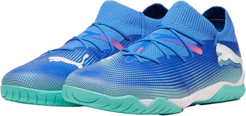 PUMA Unisex Future 7 Match IT Soccer Shoe, BLUEMAZING White-Electric Peppermint, 45 EU