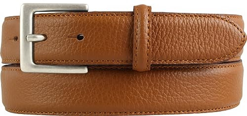 BELTINGER Italienischer Chino-Gürtel, 30 mm breit, Herren, Anzuggürtel, Hosengürtel, strukturiertes Leder, Schließe Altsilber