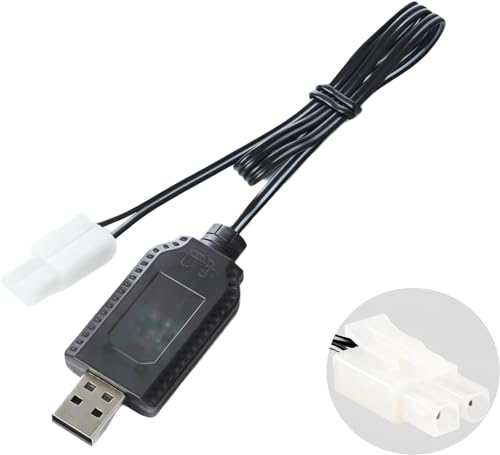 Aliwisdom USB Chargeur Câble RC Universel avec connecteur KET-2P Plug pour NIMH/NICD Batterie (8S) 9.6V, Compatible Voiture RC Bateau Drone Avions RC (9,6V)