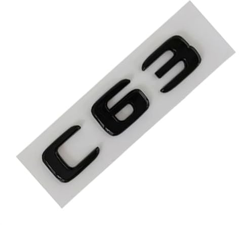 3D ABS Chrom Schwarz Logo C63 Emblem Buchstaben Aufkleber Typenschild Kofferraum Abzeichen Kompatibel mit Mercedes Benz C63 AMG W205 W206 Zubehör (Color : C63 Black)
