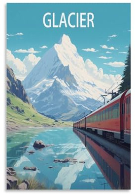 Glacier Express Vintage-Reiseposter, Querformat, 40 x 60 cm, Leinwand-Kunst-Poster für Wohnzimmer, Dekoration, Gemälde für Heimdekoration