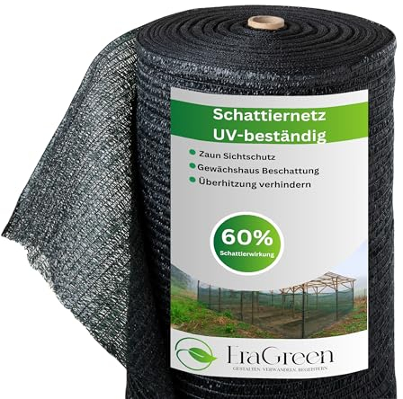 EraGreen Schattiernetz 3m x 1m (Meterware) - Sonnenschutz mit 60% Schattierwirkung für Pflanzen, Gartenzaun und Balkon - Abdunkelung für Gewächshaus - UV-stabilisiert und wetterfest