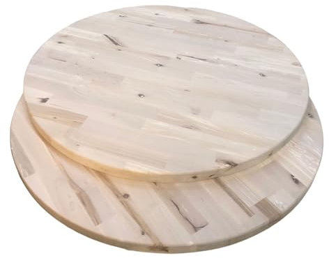 printiywood Birke Runde Tischplatte Massiv Holzscheibe Rund Holz Leimholz Leimholzplatte Platte Scheiben Rundholz DIY Basteln (Stärke 27mm, Ø 780mm)