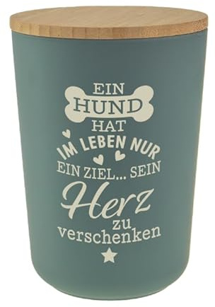 History & Heraldry Personalisierte Futterdose, Vorratsdose zur Aufbewahrung m.Holzdeckel u. Silikondichtung f.Katzen u. Hunde Accessoires - Leckerlidose Ein Hund hat