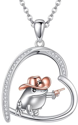 ONEFINITY Frosch Kette 925 Sterling Silber Cowboy Frosch Niedlicher Anhänger Halskette Schmuck Geschenk für Männer Frau