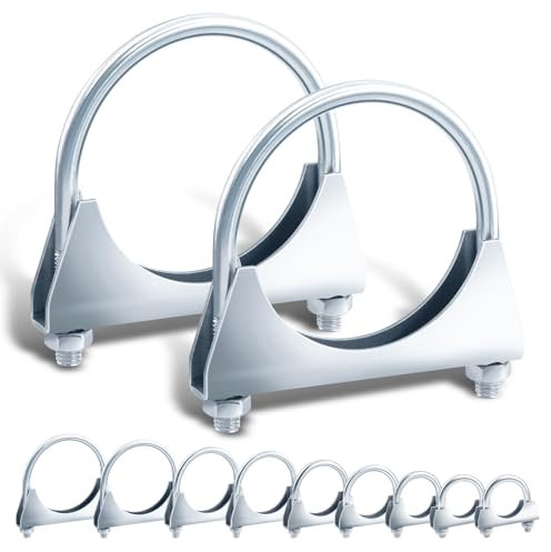 Tanstic Lot de 2 colliers de serrage en U de 2-3/4 pour pot d'échappement - Colliers de serrage en U pour silencieux et tuyaux