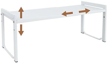 Erweiterbares Schrankregal,66 cm,stapelbarer Küchenthekenregal-Organizer,Küchengewürzregal,Speisekammerregal,verstellbarer Schrank-Organizer,Aufbewahrungsregal für Küche und Büro(1er-Pack weiß M)