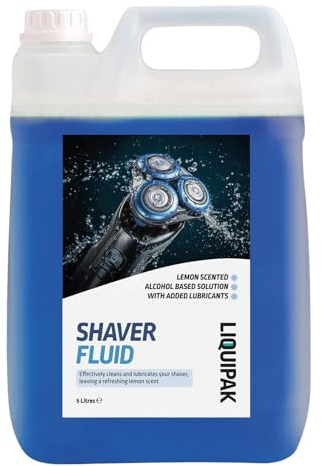 Liquipak Shaver Fluid | Lemon Scented Cleaner, Fast-Drying, Alcohol Based Solution for Electric Shavers 5 Litres