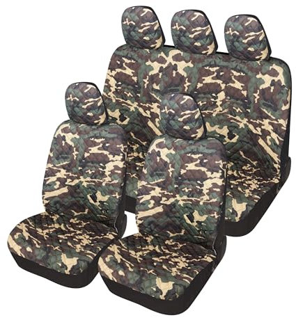 Auto Accessori Lupex A21 Universal Auto Sitzbezug Schonbezüge Vorne Hinten (Komplettset Camouflage Grün)