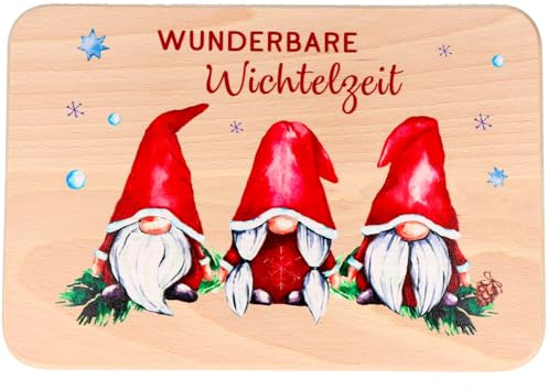 Spruchreif · Frühstücksbrettchen mit Farbdruck · Geschenkidee Weihnachten · Wunderbare Wichtelzeit