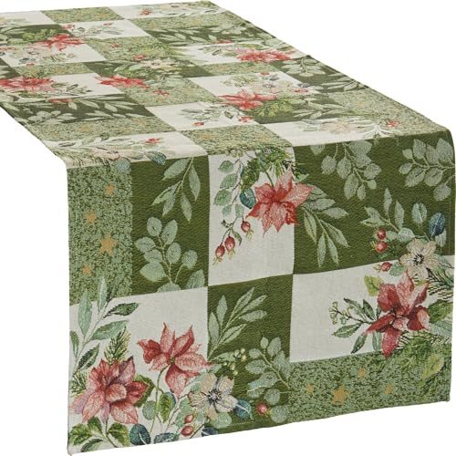 Sander Tischläufer Poinsettia Patch Gobelin grün-rot Größe 49x143 cm