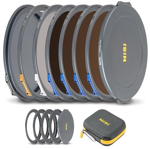 NiSi JetMag Pro Magnetische Filter Kit 82mm mit Verriegelung - Cinema Kit (FS ND4, FS ND8, FS ND16, FS ND64, True Color CPL Filter, Black Mist 1/8, 67mm/72mm/77mm/82mm Magnetisches Adapterring)