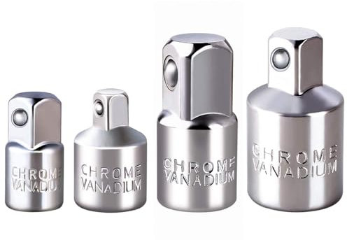 kosingna 4PCS Impact Socket Adapter Reducer 1/4-Inch 3/8-Inch 1/2-Inch Impact Driver Conversions Steel Power Nut Driver for Power Silver