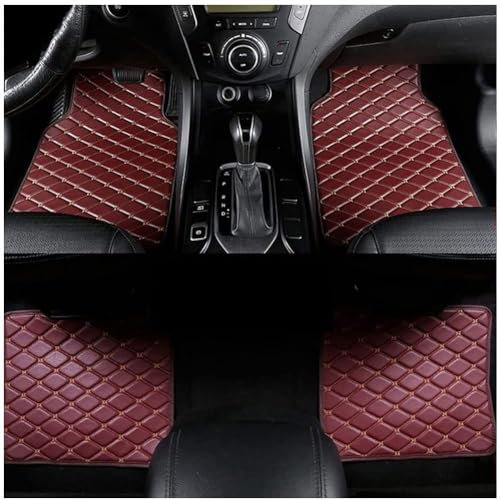 MNBHJGR 4 Stück Leder Auto-Fussmatten für Dacia Duster II 2WD-4WD 2018-2023 2024 2025, Anpassen Allwetter Wasserdicht Anti Rutsch Matten, Automatten-Set,All Red