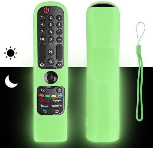 Funda para Mando a Distancia de Silicona Compatible con LG AN-MR21GA AN-MR22GA AN-MR23GA AN-MR24GA TV Magia Mando a Distancia Cubierta Protectora a Prueba de Choques con Cordón (Verde Fluorescente)