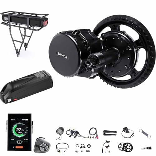 Bafang 36V 48V 500W Mittelmotor - BBS02B Mid Drive Kit mit Batterie (optional) und LCD-Display für 68-73mm Tretlager, 8fun BBS02 G340 E-Bike Umrüstsatz, DIY Ebike Kit