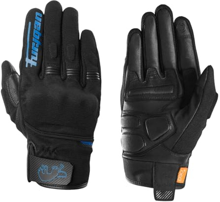 Furygan Jet D3O EVO - Motorradhandschuhe für Herren - 100% Lederhandfläche - Komfort - Sommerhandschuhe - Atmungsaktiv & Leicht - Bildschirmkompatibel - Touch Screen, Schwarz-blau