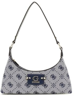 GUESS Damen Neda Top Zip Shoulder Bag Umhängetasche, Marineblaues Logo