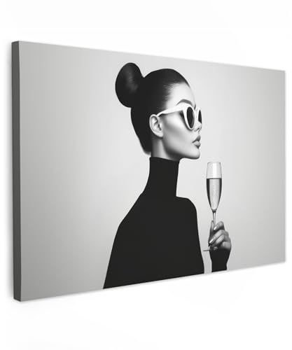 MuchoWow© Bilder Groß XXL Wohnzimmer Deko Modern Wandbild Kunstdruck | 120x80 cm - Leinwand Bild Schlafzimmer über Bett Room Decor Geschenke Frau - Champagner