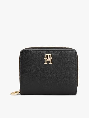 Tommy Hilfiger TH Distinct MED ZA Damen Geldbörse, Schwarz und silberfarben, Tek Beden, Modern