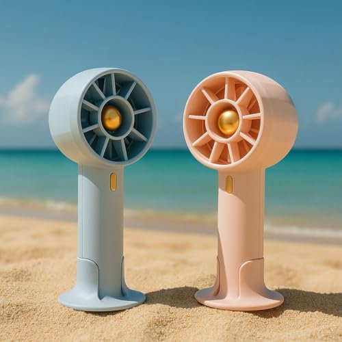 Mini USB Fan 2 Pack – Rechargeable Handheld and Desktop Fans, Portable Dual-Use Cooling for Home, Office, Travel colour pink and blue