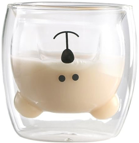 Mgonwl Taza de oso, tazas de café de vidrio de doble pared de 280 ml, tazas de café transparentes para con leche, capuchino, té, bebida, regalos de cumpleaños para el día de San Valentín