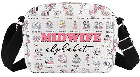 Midwife Gift Midwife Thank You Gift Midwife Graduation Gift Midwife Alphabet Crossbody Bag for Doula OBGYN Nicu Nurse, Hebammen-Tasche, Medium