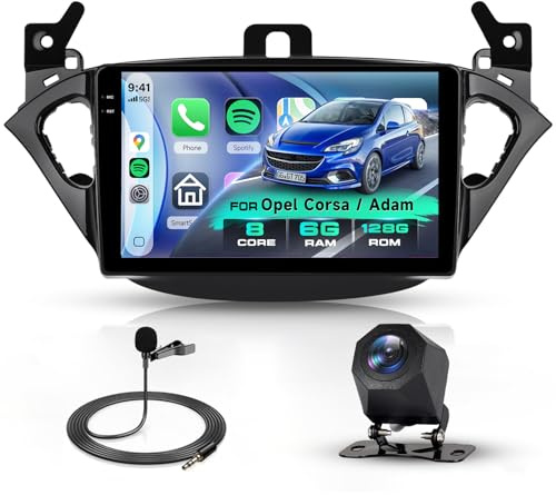 Hodozzy 4G+64G Autoradio per Opel Corsa 2015-2019/Opel Adam 2013-2016 Android 9 Pollici InCell Touch Schermo Carplay Wireless Android Auto, Stereo 2Din Bluetooth DSP GPS WiFi Radio FM RDS Telecamera