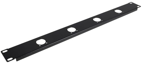 Schwarzes Audio Rack Montageplatte 1u mit 4 Ports, Klappbar | Kaltgewalzter Stahl, Xlr Einbaurahmen, für Audio Geräte und Patchpanel Anwendungen im Büro