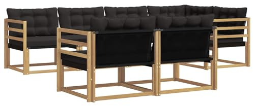 vidaXL Outdoor-Sofagarnitur mit Kissen 7 pcs Weiß und Schwarz, Garten-Sofa, modernes Outdoor-Möbel, strapazierfähige Lounge, Sitzgruppe für Terrasse und Komfort