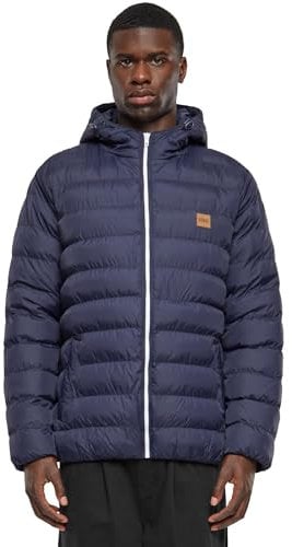 Urban Classics Herren Basic Bubble Jacket, Giacca Uomo, Blu Scuro (Navy/White/Navy), XL