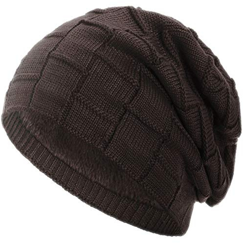 Compagno warm gefütterte Beanie Wintermütze Flechtmuster unifarben oder meliert Einheitsgröße Mütze