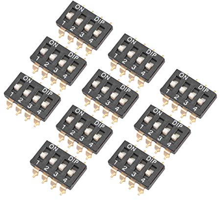 sourcing map 10 Stück DIP-Schalter 1 2 3 4 Bits für Leiterplatten-SMD-Typ 2,54 mm schwarz