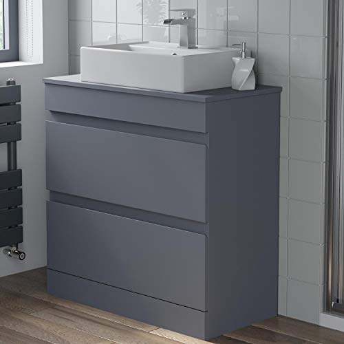 Artis 800mm Grey Bathroom Furniture Countertop Vanity Unit Rectangular Basin