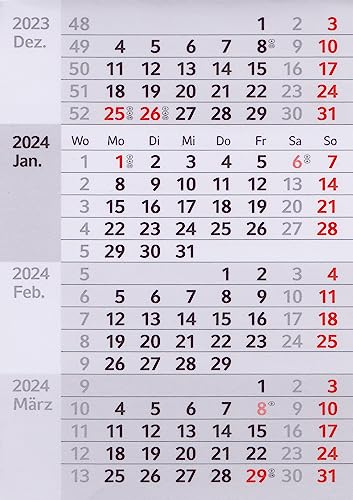 HiCuCo 4-Monats-Kalenderblock für 2026 - magnetisch - passend für Tischkalender Edelstahl TypC/E/P