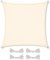CelinaSun Sonnensegel wasserdicht PES Quadrat 2,6x2,6m Creme weiß UPF 50+ Premium Sonnenschutz inkl Befestigungsseile