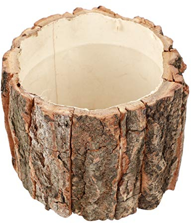 Yardwe Wooden Flower Pot Bark Vase Rustic Country Style Flower Planter Farmhouse Flower Plant Vase Container Flower Arrangement Vase 12x12x10cm