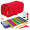 ColePack – Federmäppchen für die Schule, 3 Fächer, dreifaches Mäppchen mit erstklassigem Material, Dreifach Limette, Schultaschen (Rot)