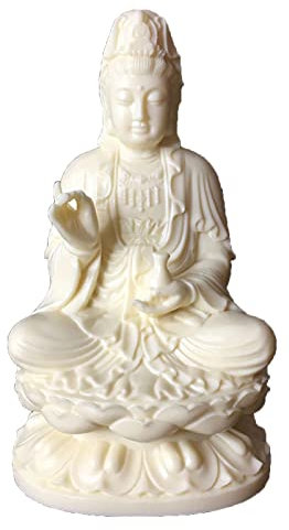 zunibo Guan Yin Buddha-Statue auf Lotus, weiße Quanyin-Skulptur für Zuhause, Büro, Dekoration, weibliche Buddha-Statue, Segen