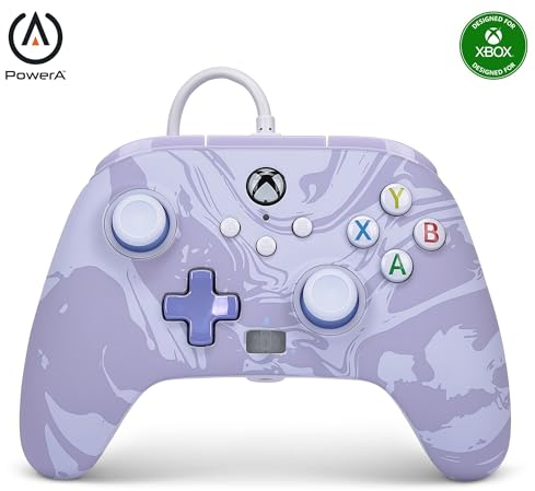 Controller cablato avanzato PowerA per Xbox Series X|S - Vortice di lavanda, gamepad, controller per videogiochi cablato, controller di gioco, funziona con Xbox Series X|S