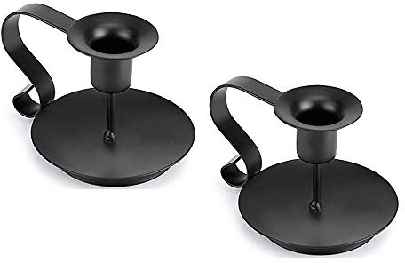Eisen Schwarzer Kerzenständer 2er Set – Schwarze Konische Metall Kerzenhalter, Antike Vintage Dekorative Kerzenhalter für Halloween, Weihnachten, Hochzeiten und Festliche Anlässe