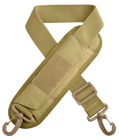 Azarxis Shoulder Strap with Thick Soft Pad for Tactical Molle Pouch Adjustable Crossbody Replacement 38mm Strap Detachable 138cm Luggage Deffle Bag Padded Belt (Khaki)