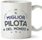 Mugffins Tazza in ceramica per PILOTA uomo 11 oz / 350 ml - In italiano - Miglior del Mondo - Idea regalo per compleanno, anniversario, natale, laurea