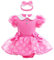 Lito Angels Vestito Minnie Pagliaccetto per Bebè Bimba, Body Tutina a Pois con Fascia, Taglia 9-12 Mesi, Rosa Caldo