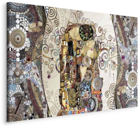 murando - Quadro Gustav Klimt Bacio 120x80 cm 1 Pezzo Stampa su Tela Strutturata XXL Quadri Moderni Murale Arte Moderno Grafica Decorazioni da Parete Pittura Immagini Decori Mosaico l-A-10022-b-a