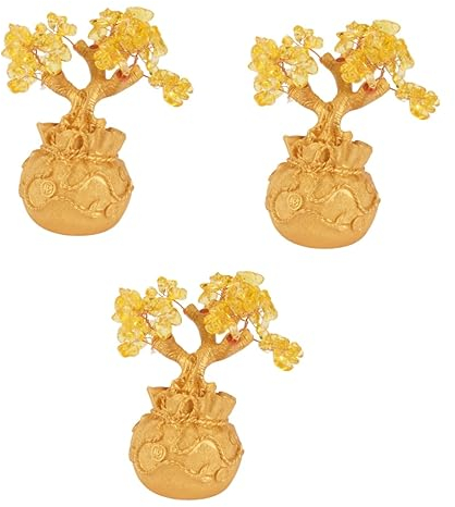 Warmhm 3 STK Reicher Baum Asiatischer Geldbaum Tischdecke Geldbaum-Desktop-Ornament Glück Kristallbaum Bonsai-geldbaum Reichtum Figur Decoraciones para Sala De Casa Weben Glücksbaum Harz