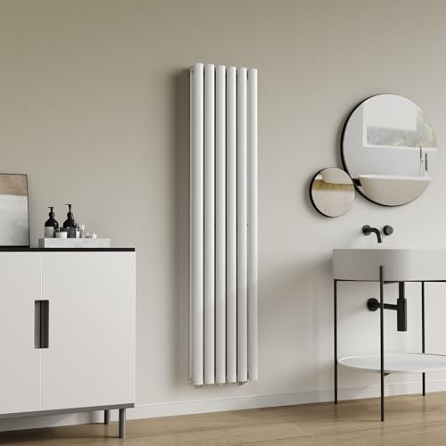 [neu.haus] Flachheizkörper Nore Röhrenheizkörper Designheizkörper Heizung Paneelheizkörper Raumheizkörper Mittelanschluss Doppellagig Vertikal für Wohn-und Schlafzimmer Küche Bad 160x36cm Weiß 1198W