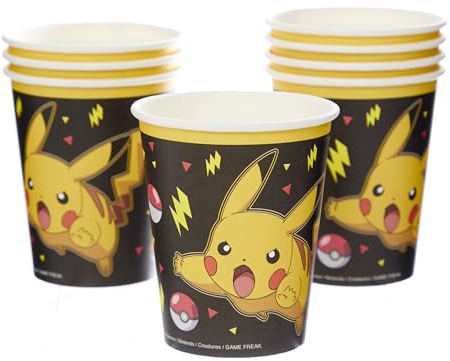 amscan Pokémon 9917106-66 Lot de 8 gobelets en carton pour fête d'anniversaire d'enfant