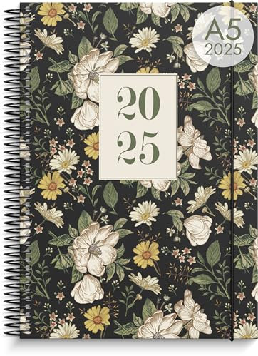 Burde Doodle Kalender 2025 I Doodle Planner für Kreative I Kalender Blumen A5 I Inklusive Sticker | Wocheplaner & Planer 2025 | Dezember 2024 - Januari 2026